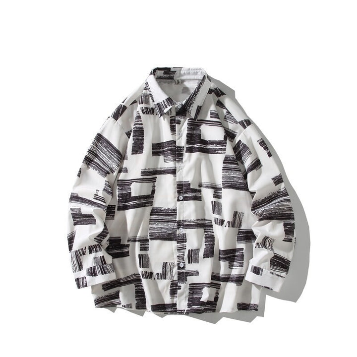 Herren Oversize Hemd mit grafischem Blockprint Drune