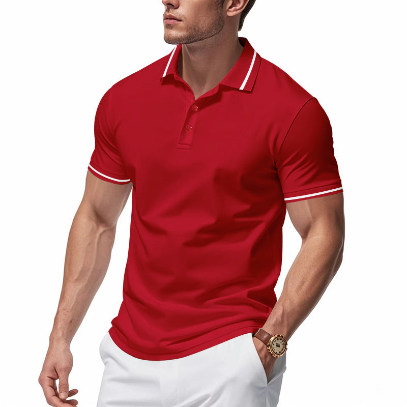 Herren nan atmungsaktives Interlock-Poloshirt mit Kontrast-Tipping, kurzer Knopfleiste und schmaler Silhouette Drune