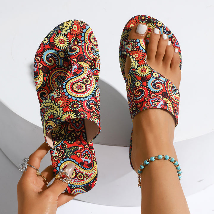 Damen Trendige Zehentrenner mit kreativem Ornamentdesign und gepolsterter Sohle Drune