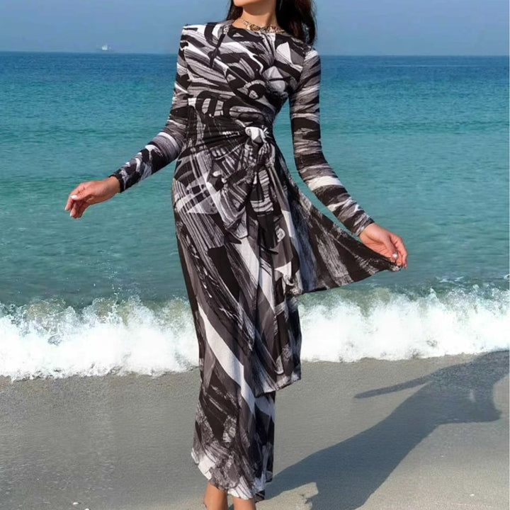 Damen Maxi-Strandkleid mit raffiniertem Wickeldesign Drune