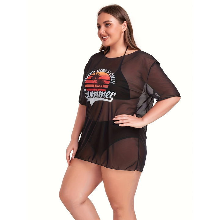 Damen Transparente Strandbluse mit sommerlichem Aufdruck Drune