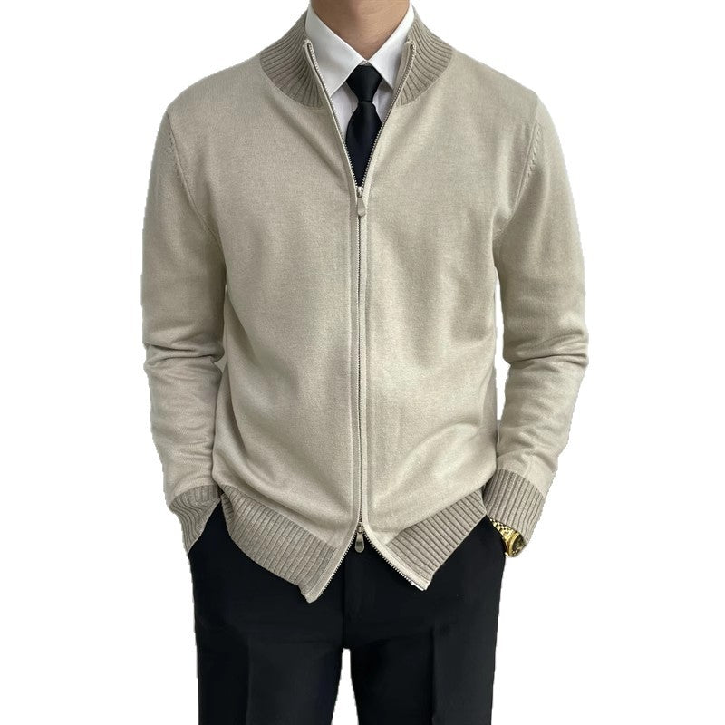 Herren Elegante Strickjacke mit Stehkragen und Reißverschluss Drune