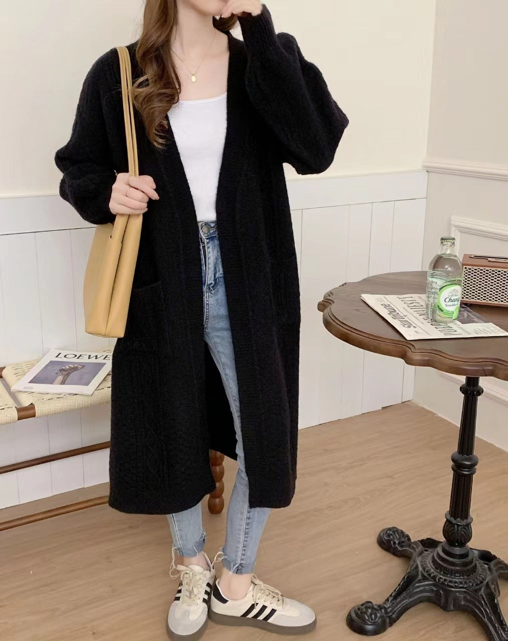 Damen Kuschelige Strickjacke mit Kabelmuster Drune