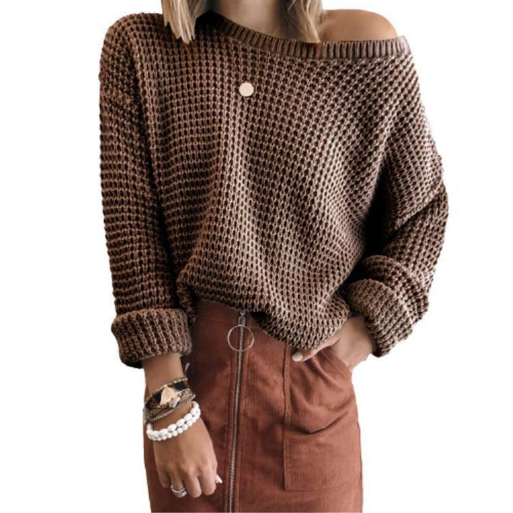 Damen lässiger Strickpullover im modernen Netzdesign Drune