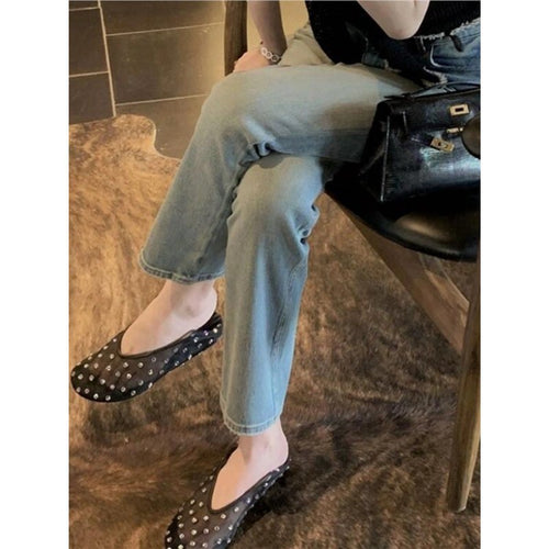 Damen Mesh‑Mules mit Schmucknieten und gepolstertem Komfortfußbett Drune