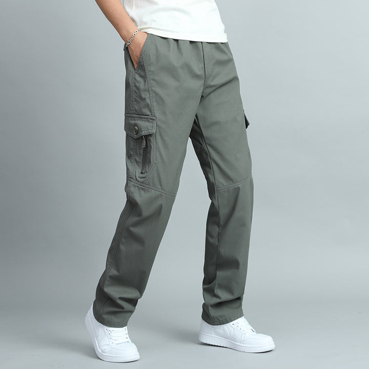 Herren Robuste Canvas-Cargohose mit geradem Bein, Knieabnähern & Klappentaschen Drune