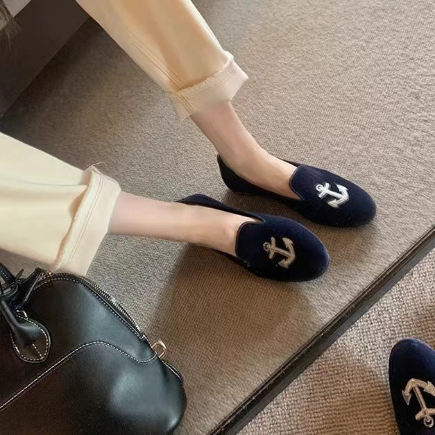 Damen Bestickte Samt Slipper Drune