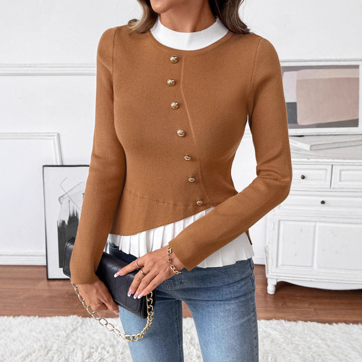 Damen Eleganter Strickblazer mit asymmetrischem Saum Drune