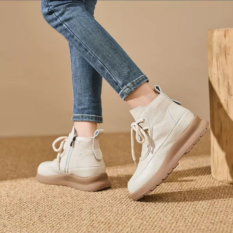 Damen Modische und bequeme Plateau-Stiefeletten Drune
