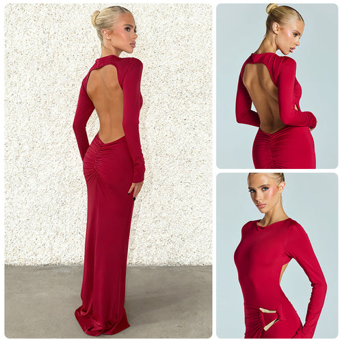 Damen Glamouröses Abendkleid mit tiefem V-Ausschnitt und figurbetontem Schnitt Drune