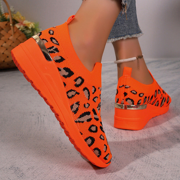 Damen Sneakers mit rutschfester Sohle und modischem Leopardenmuster Drune