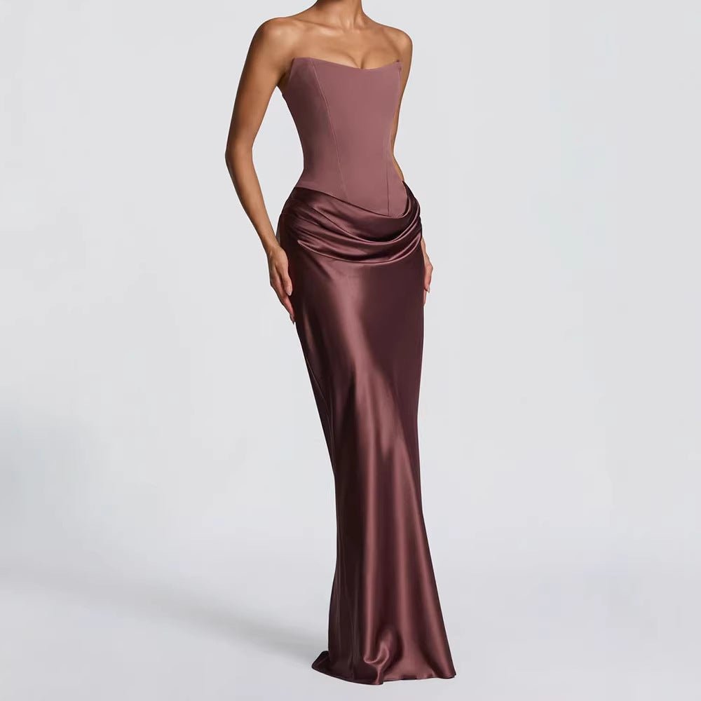 Damen Elegantes Wickelkleid mit figurbetontem Oberteil und schimmerndem Rock Drune