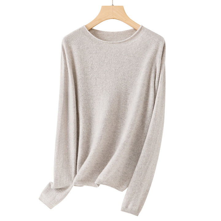 Damen Feiner ultraleichter Rundhalspullover aus Mikrofaser-Feinstrick mit minimalistischer Silhouette Drune
