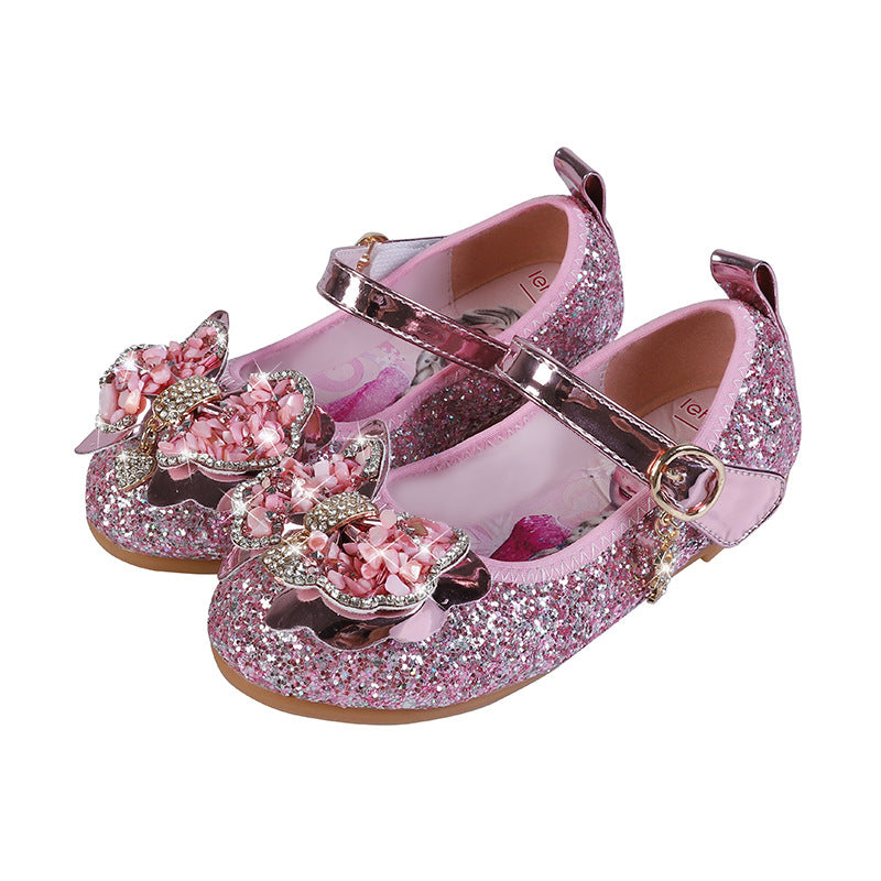 Mädchen Glitzernde Ballerinas mit dekorativer Blumenapplikation Drune