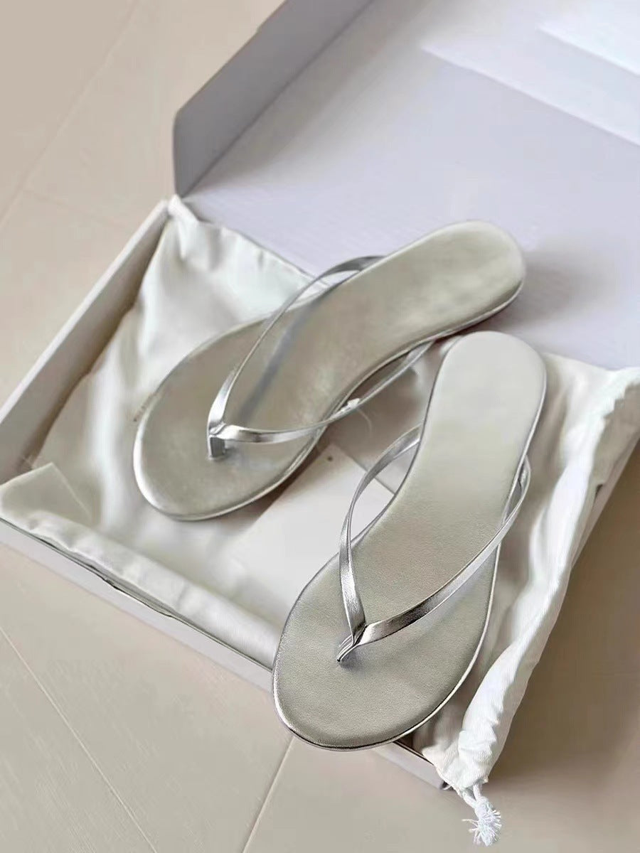Damen Elegante Flip-Flops mit schimmerndem Riemen und komfortabler Sohle Drune