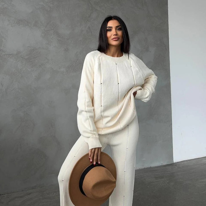 Damen Cozy Strickanzug mit modernem Schnitt und dezenten Akzenten Drune