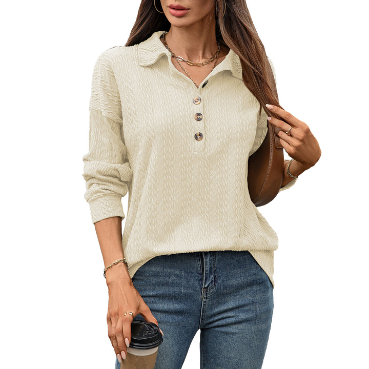 Damen Langarmshirt mit strukturiertem Knopfdesign Drune