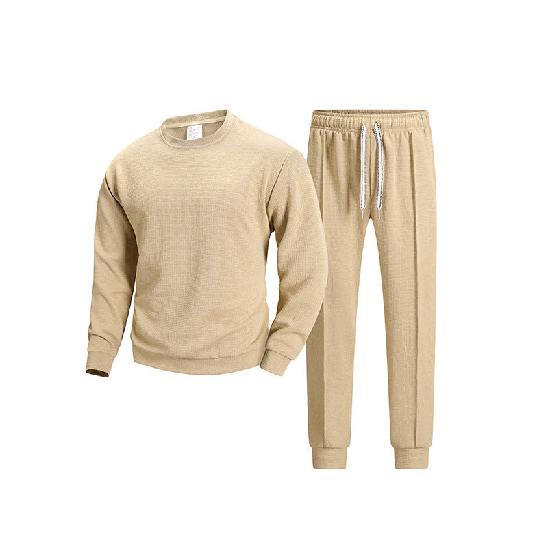 Herren Komfortables Lounge-Set aus strukturierter Baumwollmischung mit Rundhals-Sweatshirt & tapered Jogginghose Drune