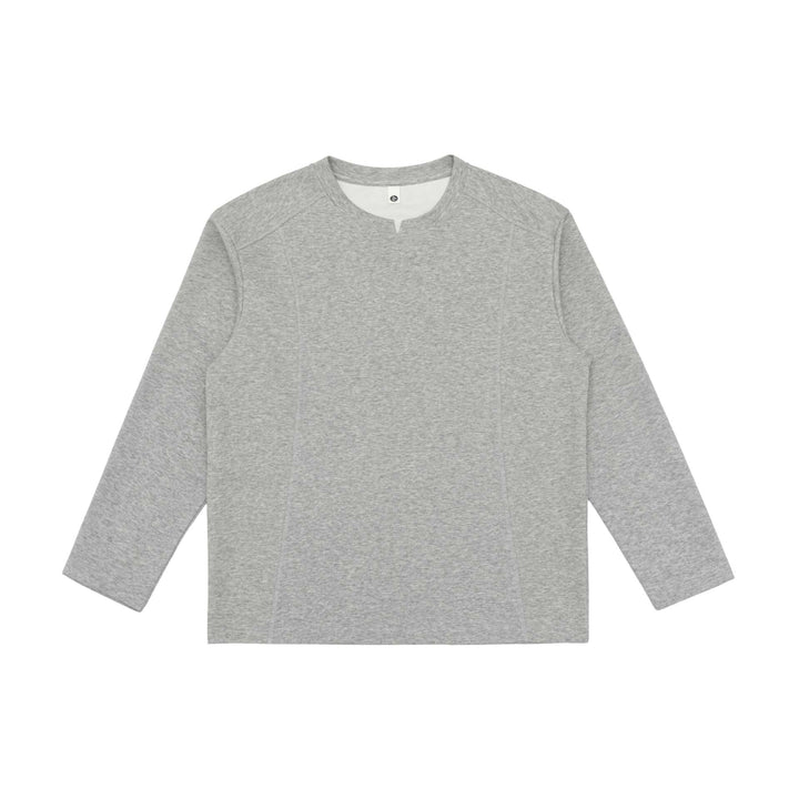 Damen Feines Baumwoll-Langarmshirt mit geradem Saum und Ziernaht-Detail Drune