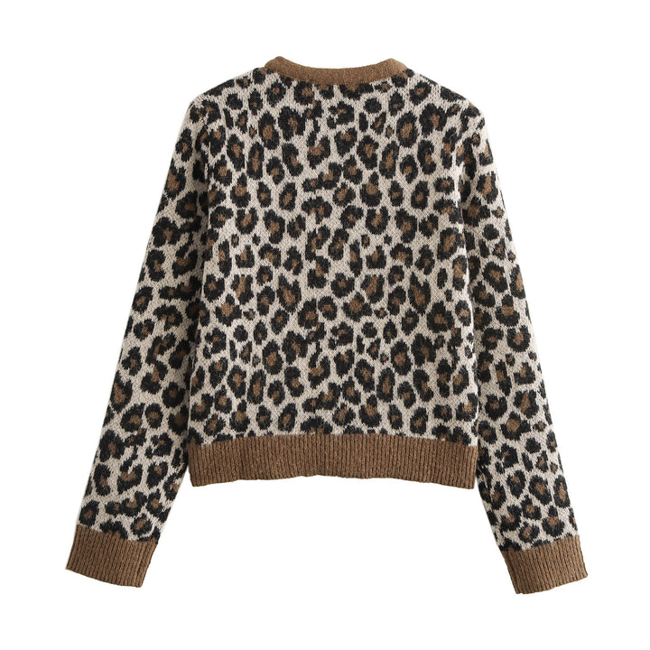 Damen kuscheliger Strickcardigan mit Animal-Print und praktischen Taschen Drune