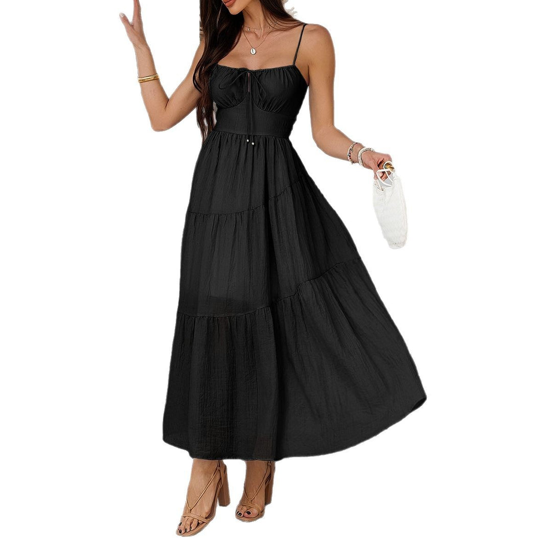 Damen Maxi Sommerkleid mit Tüllschichten und schmalen Trägern Drune