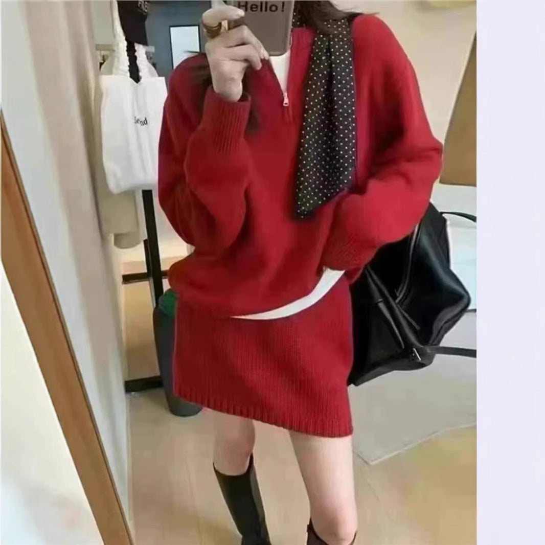 Damen Strickpullover mit modernem Schnitt und dekorativem Reißverschluss Drune