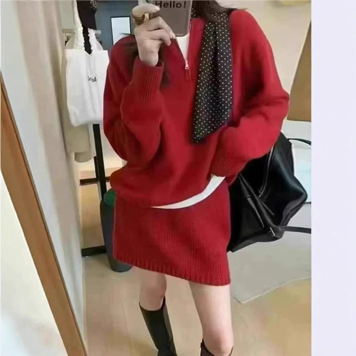 Damen Strickpullover mit modernem Schnitt und dekorativem Reißverschluss Drune