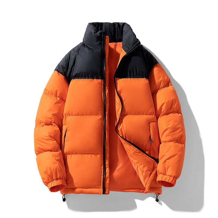 Herren gesteppte Thermo-Daunenimitat-Jacke mit hohem Stehkragen und Kordelzug Drune