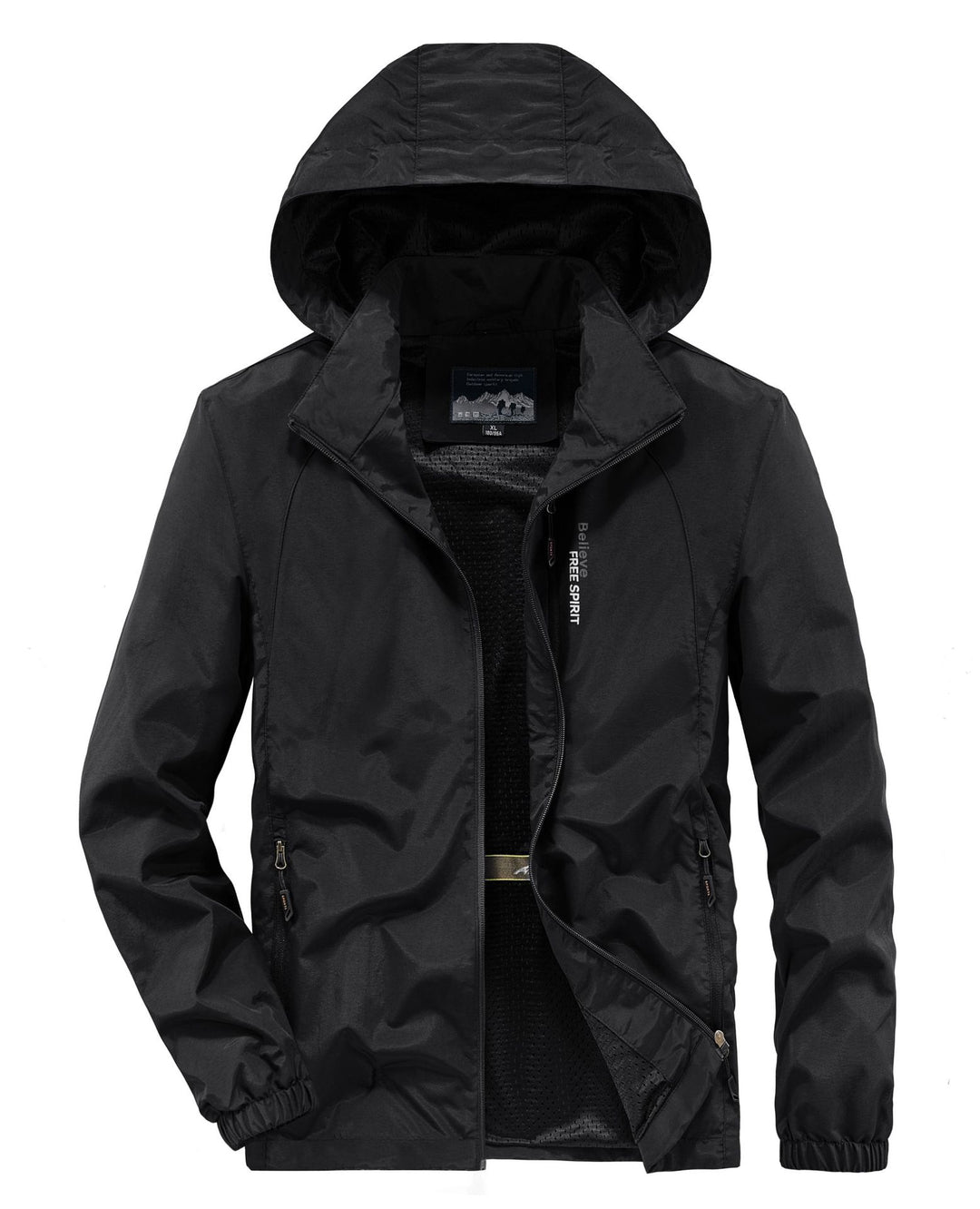Herren Ultraleichte Atmungsaktive Kapuzenjacke mit perforiertem Mesh‑Futter und Reißverschlusstaschen Drune