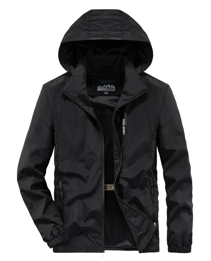 Herren Ultraleichte Atmungsaktive Kapuzenjacke mit perforiertem Mesh‑Futter und Reißverschlusstaschen Drune
