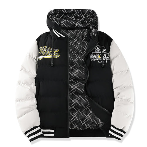 Herren Modische Steppjacke mit hohem Kragen und kontrastierenden Akzenten Drune