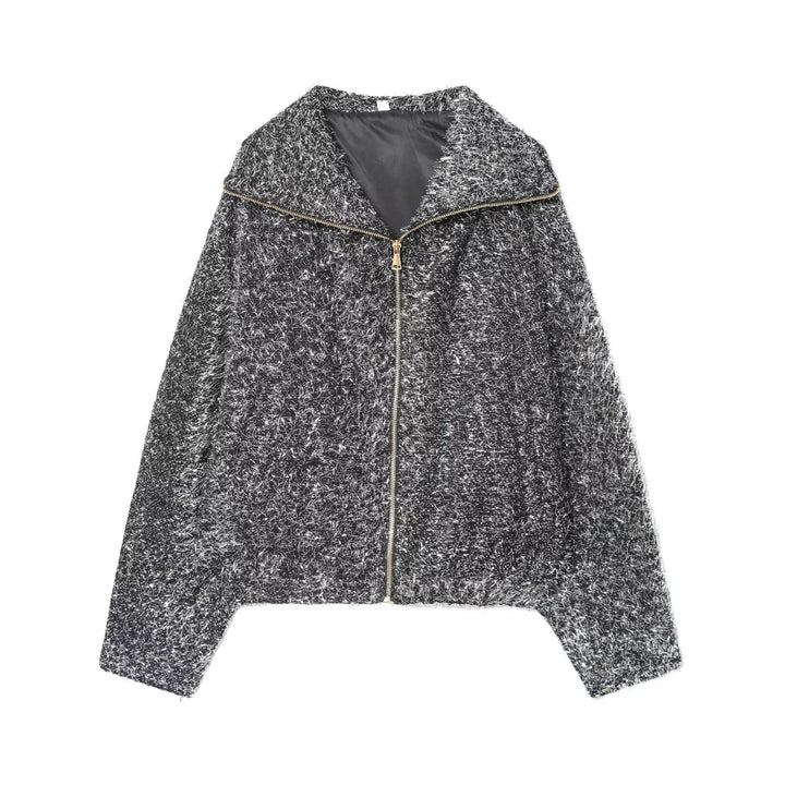 Damen Kurz geschnittener Bouclé-Blouson mit Metallic-Effekt und durchgehendem Reißverschluss Drune
