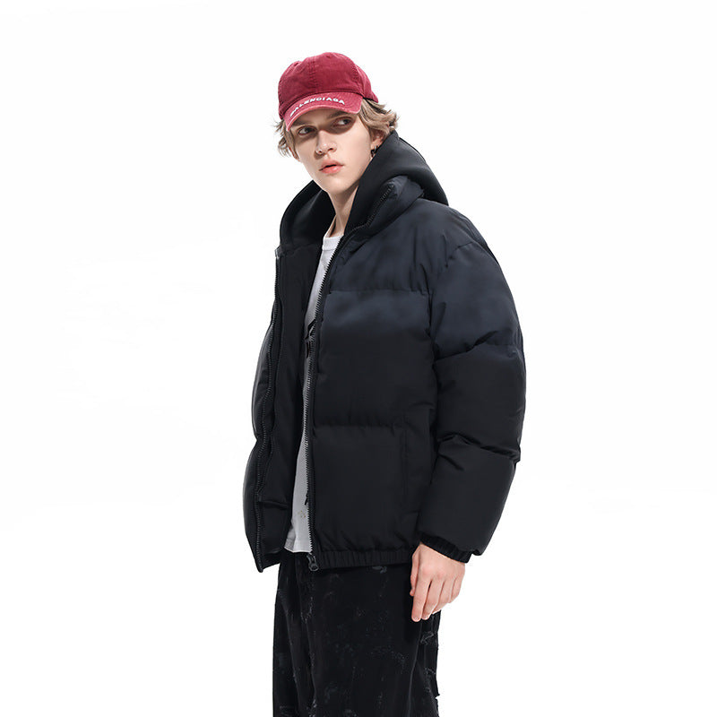 Herren Gefütterte Oversize-Steppjacke mit abnehmbarem Kapuzen‑Einsatz und Farbverlauf Drune
