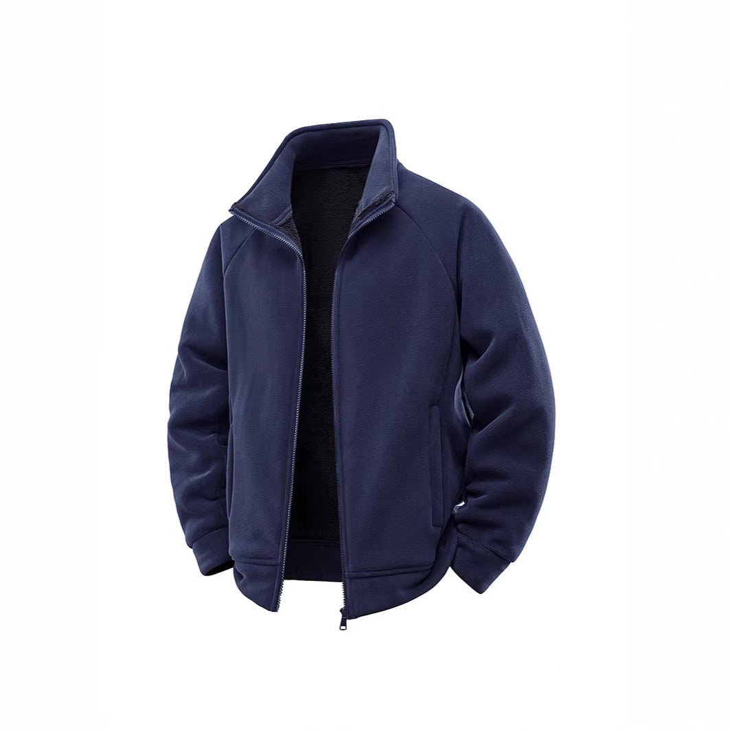 Herren Fleece-Thermojacke mit doppellagigem Teddy-Innenfutter und hohem Stehkragen Drune