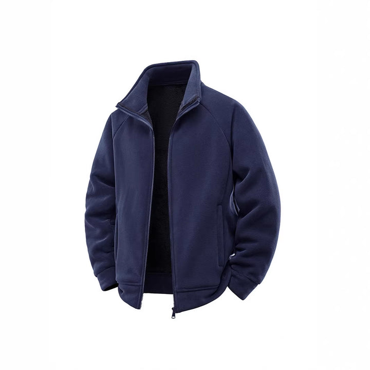 Herren Fleece-Thermojacke mit doppellagigem Teddy-Innenfutter und hohem Stehkragen Drune