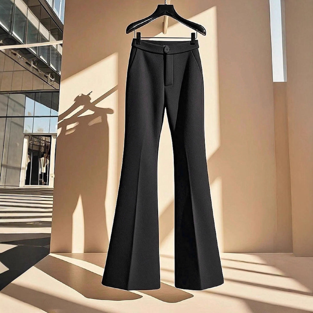Damen elegante Flared-Hose mit hohem Bund und praktischen Eingrifftaschen Drune