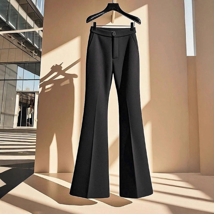Damen elegante Flared-Hose mit hohem Bund und praktischen Eingrifftaschen Drune