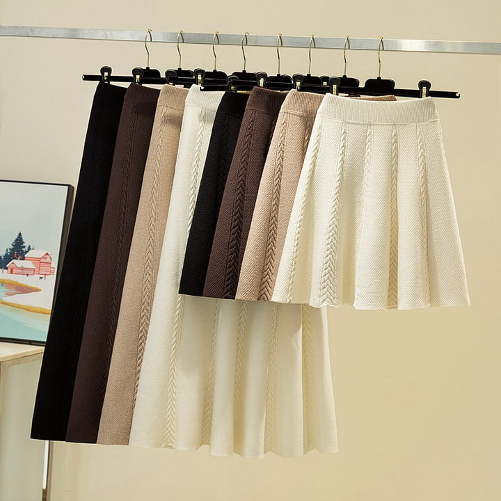 Damen Eleganter, plissierter Maxirock aus hochwertigem Strick Drune