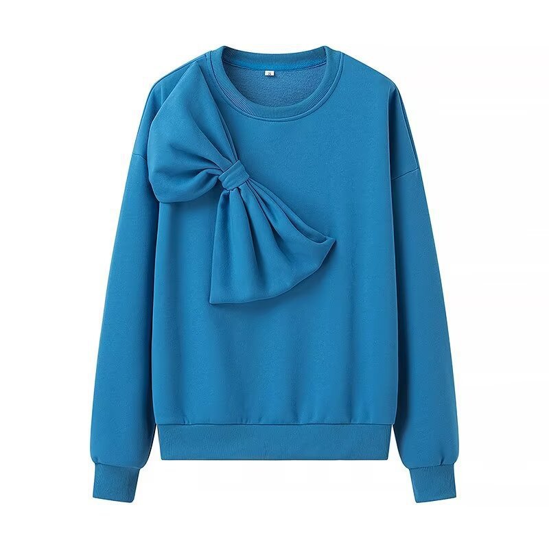 Damen Oversize-Sweatshirt mit dekorativer Schleifenapplikation Drune