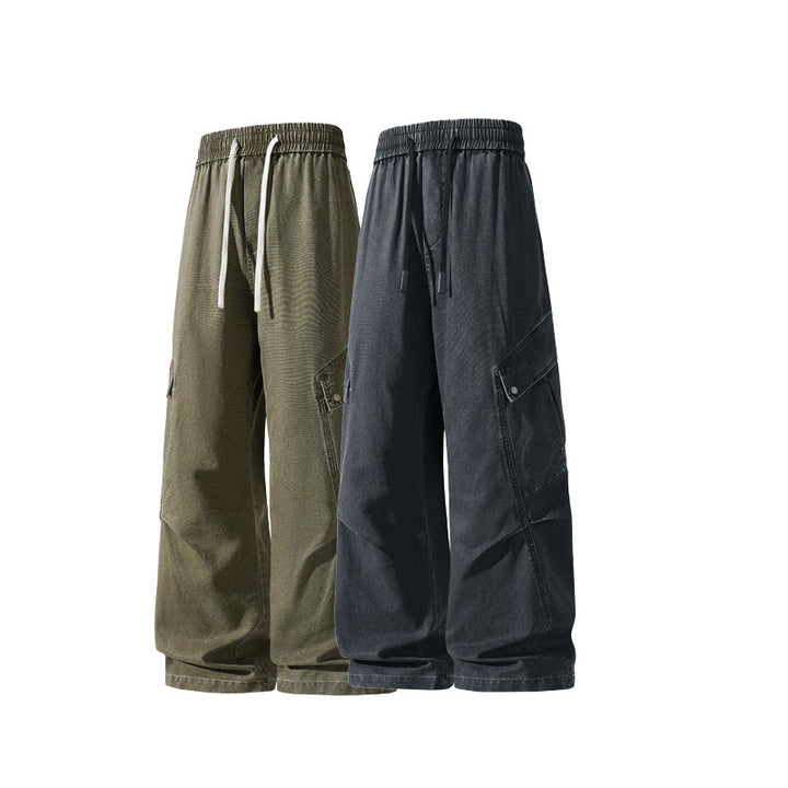 Herren Weite Utility-Cargo-Hose im Baggy‑Cut mit Tunnelzugbund und großen Klappentaschen Drune