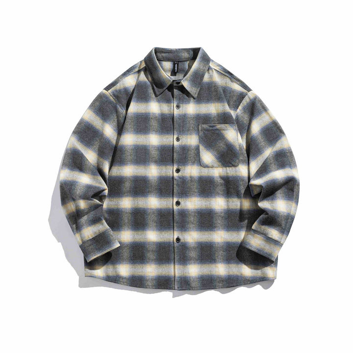 Herren Karierte Flanell-Overshirt mit Brusttasche Drune