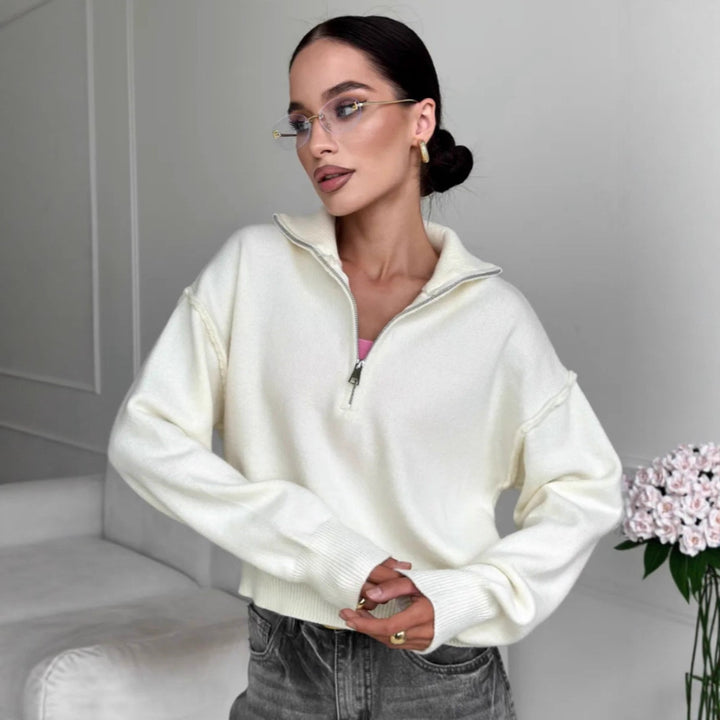 Damen Modischer Pullover mit praktischem Halbreißverschluss Drune