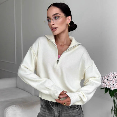 Damen Modischer Pullover mit praktischem Halbreißverschluss Drune