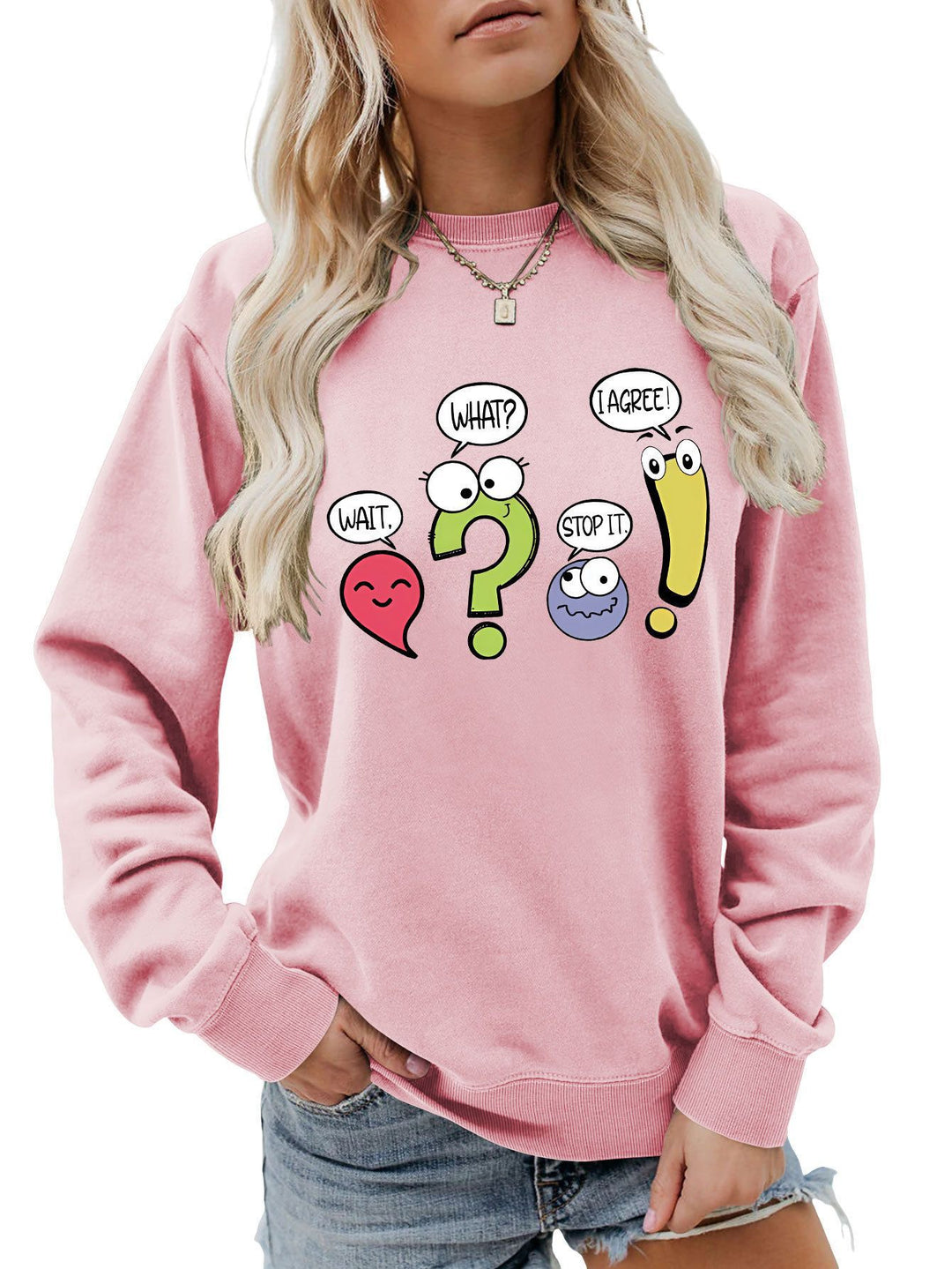 Damen lässiger Pullover mit humorvollem Print Drune