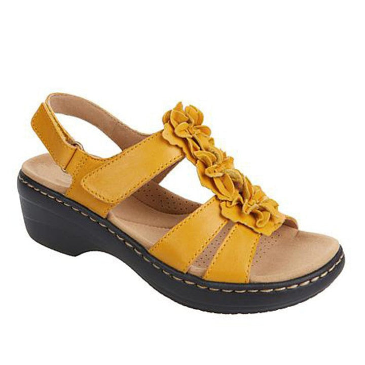 Damen Komfortable Riemchen-Sandalen mit dekorativen Faltendesign Drune