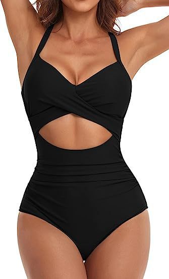 Damen Einteiliger Badeanzug mit elegantem Wickelschnitt Drune
