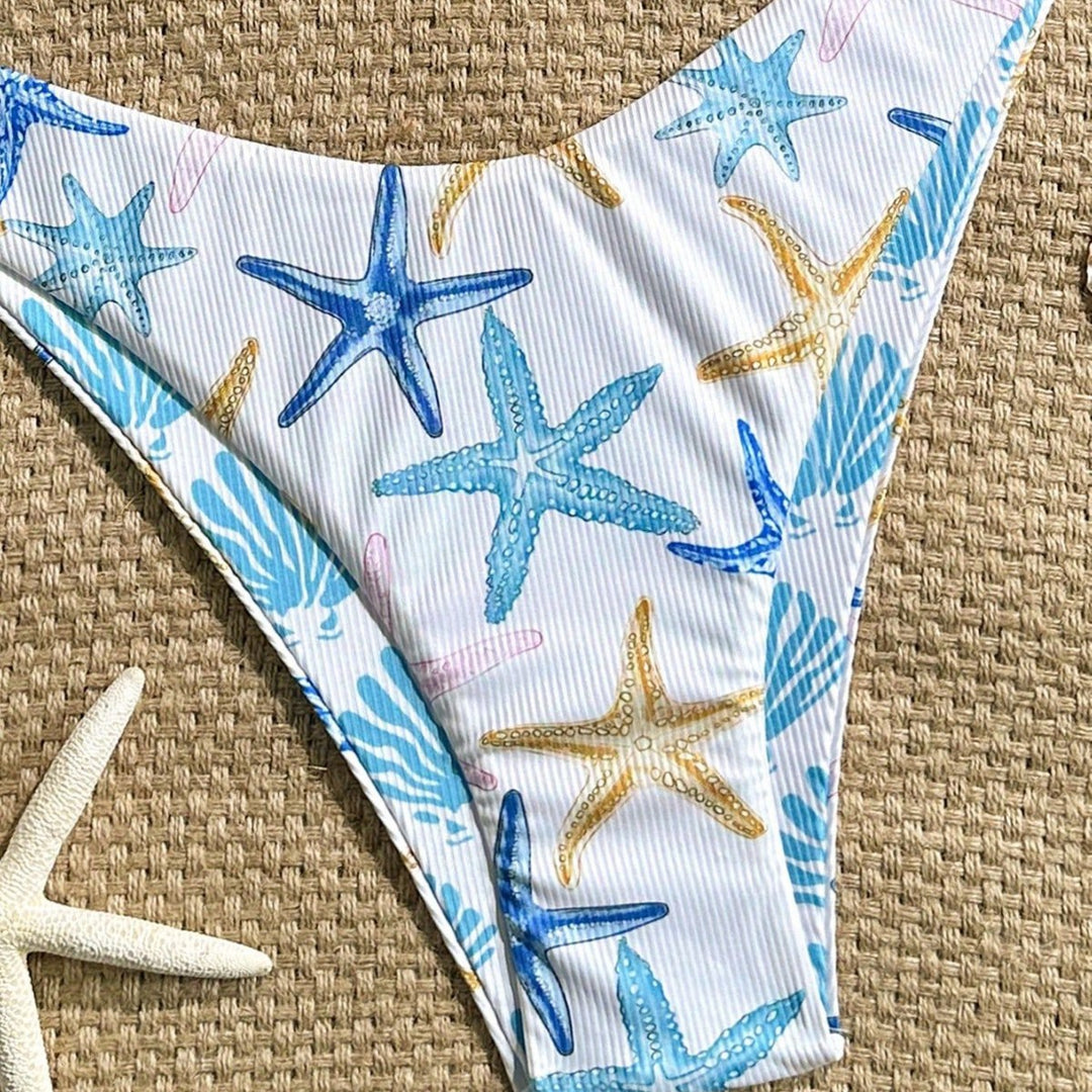 Damen Triangel-Bikini mit maritimem Sternenmuster und raffinierten Trägern Drune
