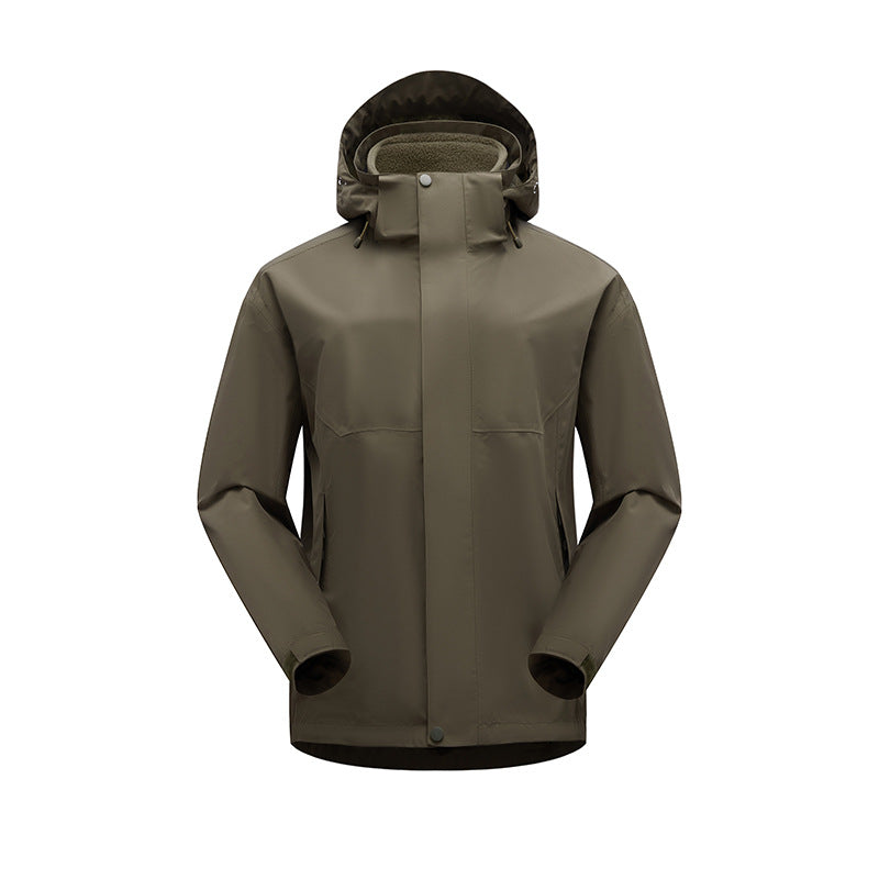 Unisex wasserdichte atmungsaktive Regenjacke mit Kapuze und Fleece-Innenfutter Drune