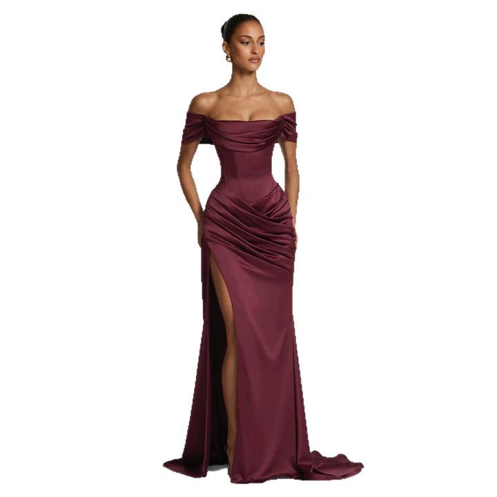 Damen Elegantes Off-Shoulder-Maxikleid mit seitlichem Schlitz Drune