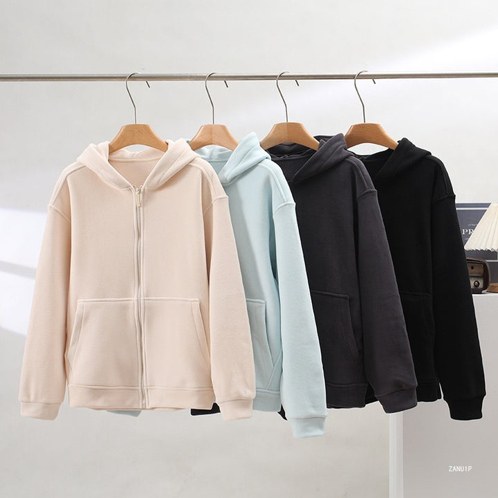 Damen Fleece-Hoodie mit durchgehendem Reißverschluss und Kängurutaschen Drune